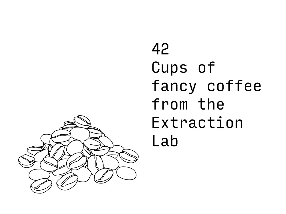 42 cups of fancy coffee from the Extraction Lab