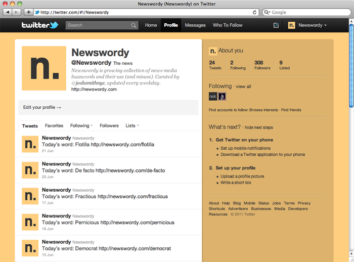 @Newswordy on Twitter in a lovely shade of certitude