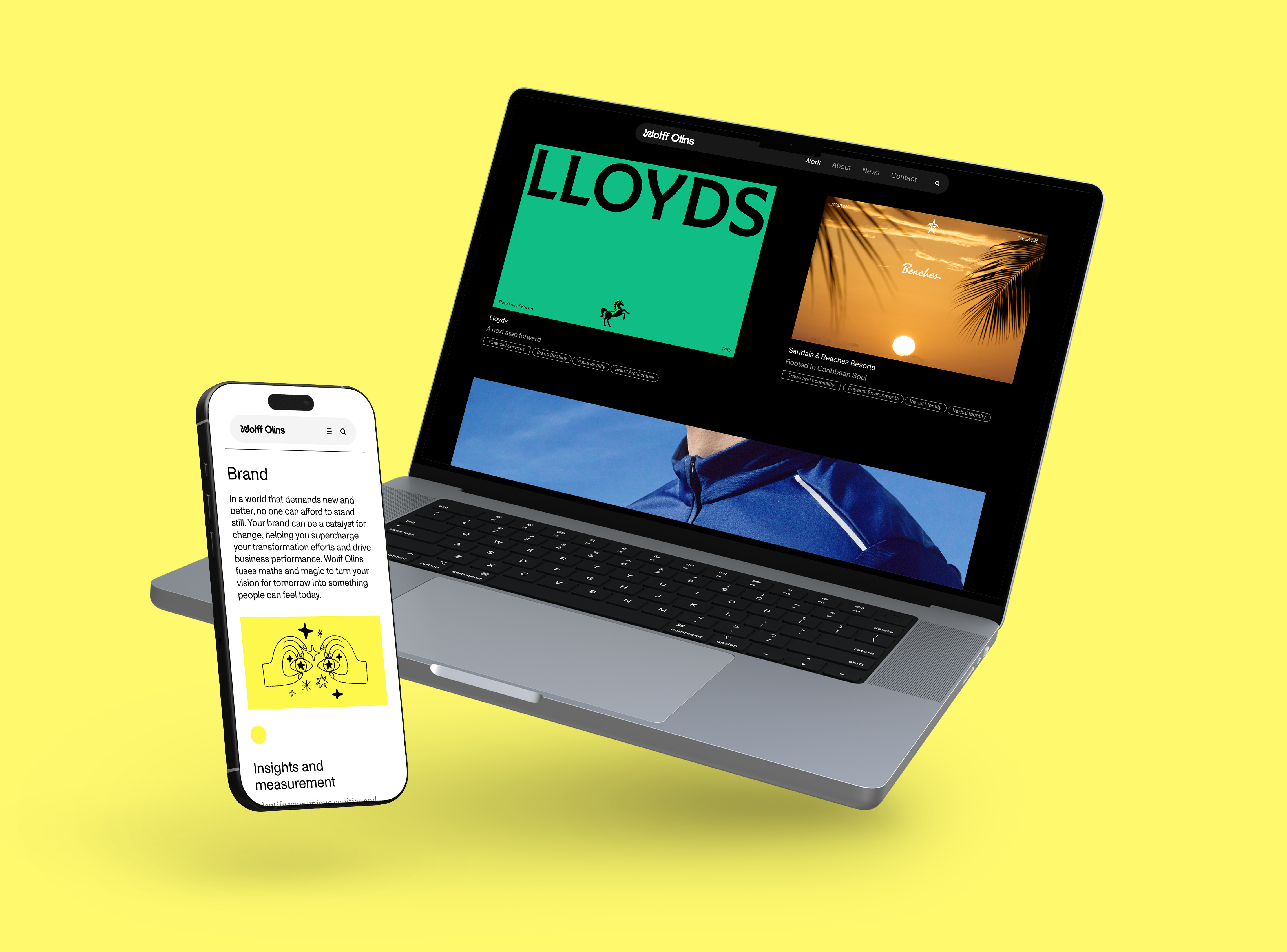 Wolff Olins mobile and desktop mockup